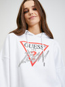 Guess Bílá dámská oversize mikina s kapucí Guess