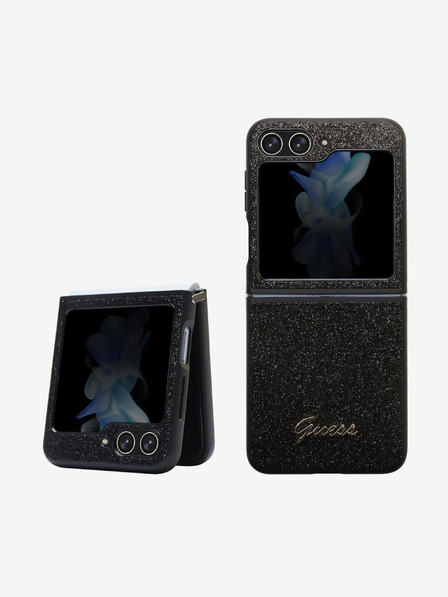 Guess Guess PC/TPU Glitter Flakes Metal Logo Zadní Kryt pro Samsung Galaxy Z Flip 5 Black