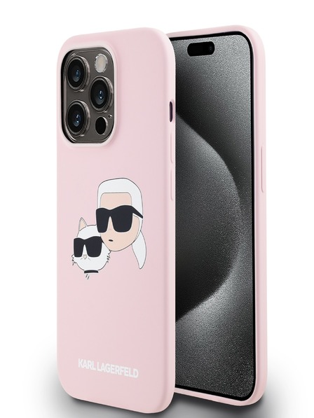 Karl Lagerfeld Liquid Silicone Double Heads Magsafe Zadní Kryt pro iPhone 14 Pro Max Pink Karl Lagerfeld