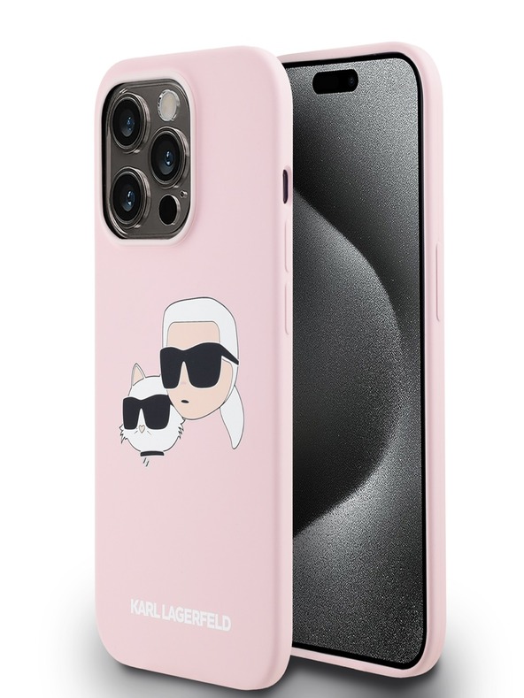 Karl Lagerfeld Liquid Silicone Double Heads Magsafe Zadní Kryt pro iPhone 14 Pro Max Pink Karl Lagerfeld