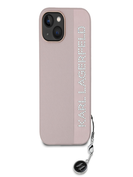 Karl Lagerfeld Karl Lagerfeld PU Saffiano Rhinestone Charm Zadní Kryt pro iPhone 15 Pink