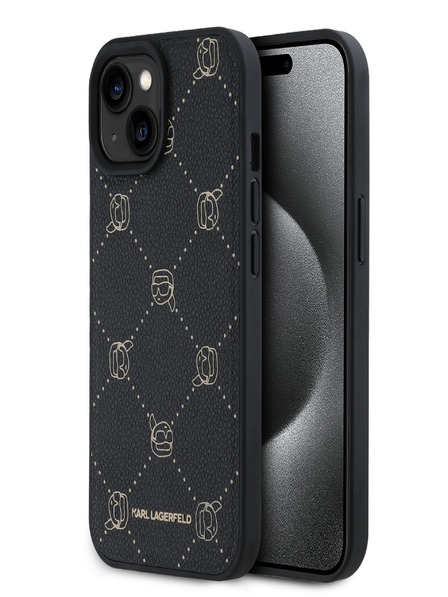 Karl Lagerfeld PU Karl Heads Pattern Magsafe Zadní Kryt pro iPhone 15 Black Karl Lagerfeld