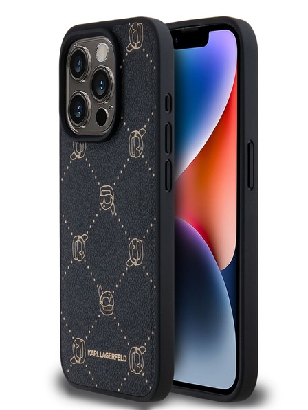 Karl Lagerfeld PU Karl Heads Pattern Magsafe Zadní Kryt pro iPhone 15 Pro Black Karl Lagerfeld