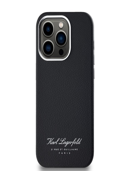 Karl Lagerfeld Grained PU Hotel RSG Zadní Kryt pro iPhone 14 Pro Black Karl Lagerfeld