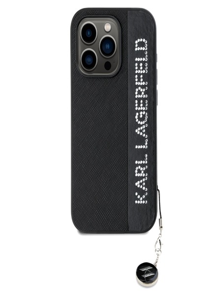 Karl Lagerfeld Karl Lagerfeld PU Saffiano Rhinestone Charm Zadní Kryt pro iPhone 15 Pro Max Black