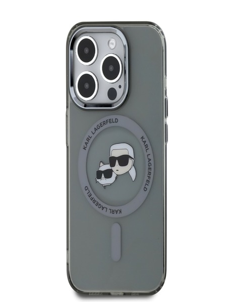Karl Lagerfeld Karl Lagerfeld IML K&CH Heads Metal Frame MagSafe Zadní Kryt pro iPhone 15 Pro Black