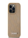 Karl Lagerfeld PU Leather Monogram Metal Logo Magsafe Zadní Kryt pro iPhone 15 Pro Beige Karl Lagerfeld