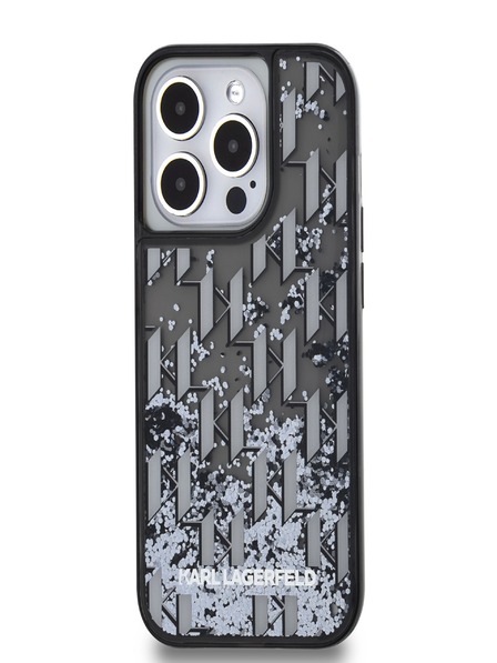 Karl Lagerfeld Liquid Glitter Monogram Gradient Zadní Kryt pro iPhone 14 Pro Max Black Karl Lagerfeld