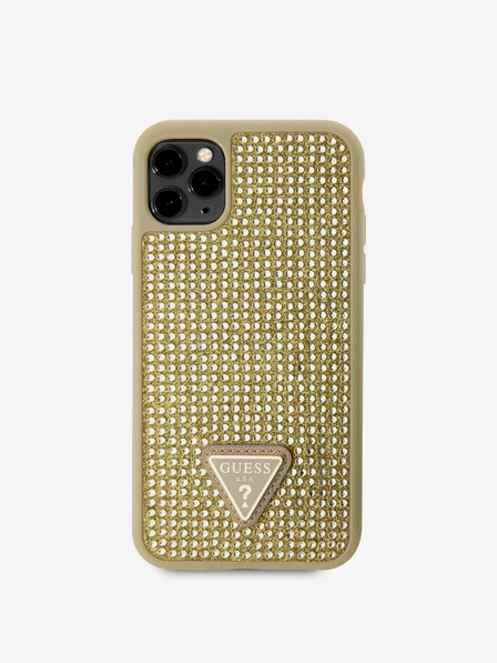Guess Guess Rhinestones Triangle Metal Logo Kryt pro iPhone 11 Pro Gold