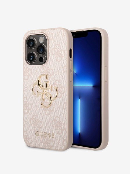 Guess Guess PU 4G Metal Logo Zadní Kryt pro iPhone 15 Pro Max Pink
