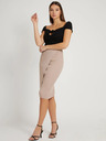 Guess Černé dámské žebrované cropped tričko s mašlí Guess Valeriana