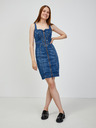 Guess Modré džínové pouzdrové šaty Guess Lilamor