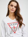 Guess Bílé dámské tričko s dlouhým rukávem Guess Icon