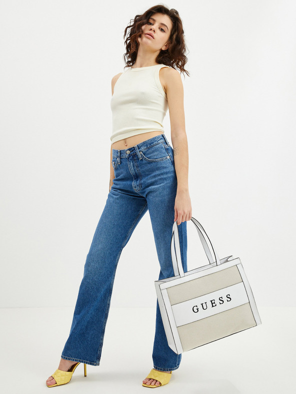 Guess Bílo-béžová dámská kabelka Guess Monique Tote