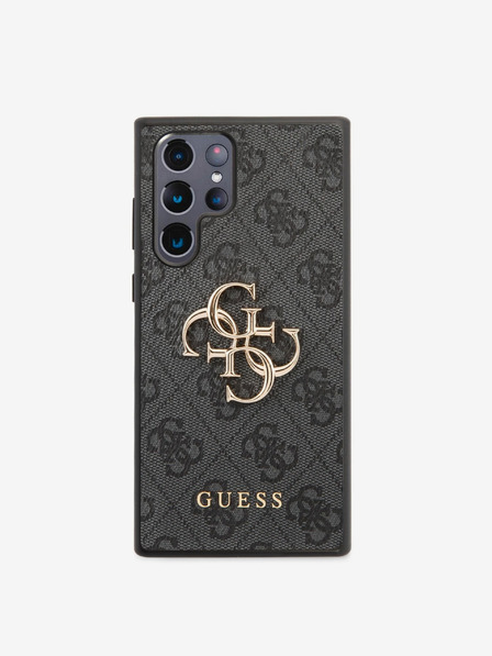 Guess Guess PU 4G Metal Logo Zadní Kryt pro Samsung Galaxy S22 Ultra Grey