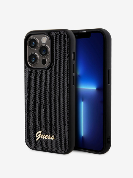 Guess Guess Sequin Script Logo Zadní Kryt pro iPhone 14 Pro Black