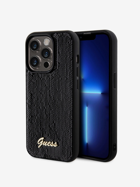 Guess Guess Sequin Script Logo Zadní Kryt pro iPhone 14 Pro Black