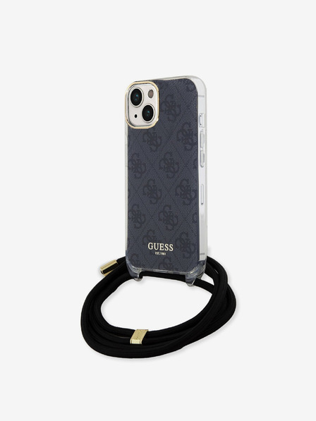 Guess Guess IML 4G Printed Crossbody Popruh Zadní Kryt pro iPhone 15 Black
