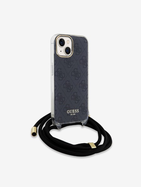 Guess Guess IML 4G Printed Crossbody Popruh Zadní Kryt pro iPhone 15 Black