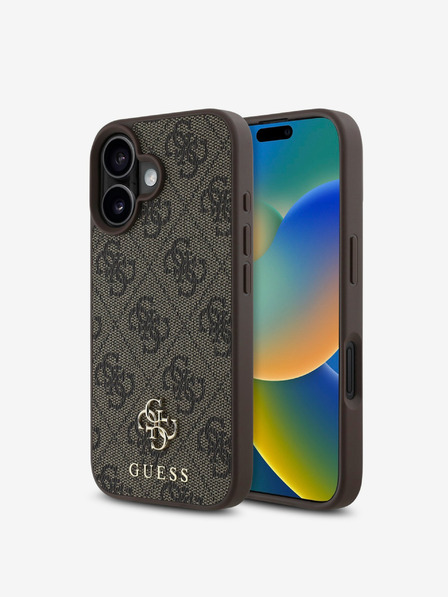 Guess Guess PU 4G Small Metal Logo MagSafe Zadní Kryt pro iPhone 16 Brown