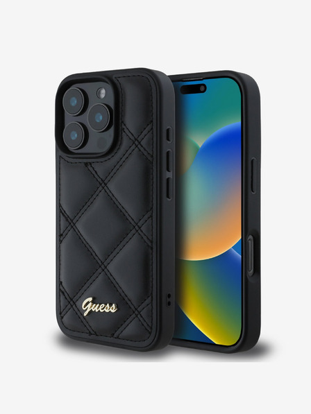 Guess Guess PU Leather Quilted Zadní Kryt pro iPhone 16 Pro Black