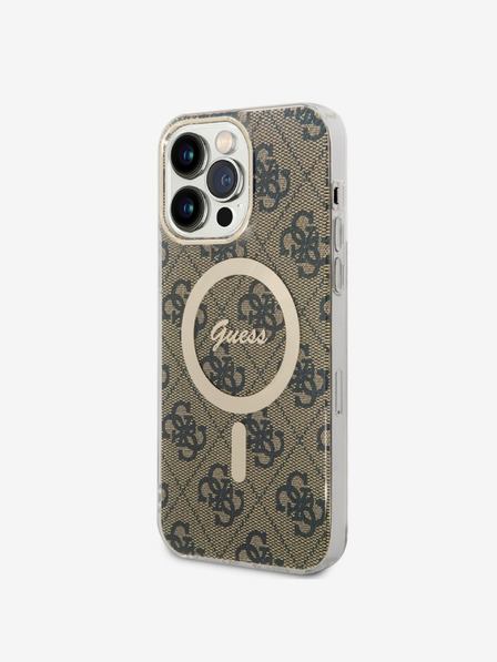 Guess Guess IML 4G MagSafe Zadní Kryt pro iPhone 14 Pro Max Brown