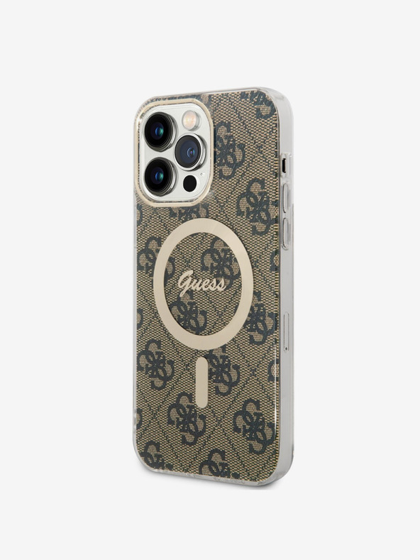 Guess Guess IML 4G MagSafe Zadní Kryt pro iPhone 14 Pro Max Brown