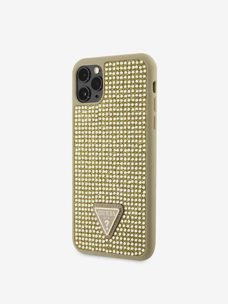 Guess Guess Rhinestones Triangle Metal Logo Kryt pro iPhone 11 Pro Max Gold