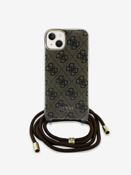 Guess Guess IML 4G Printed Crossbody Popruh Zadní Kryt pro iPhone 15 Brown