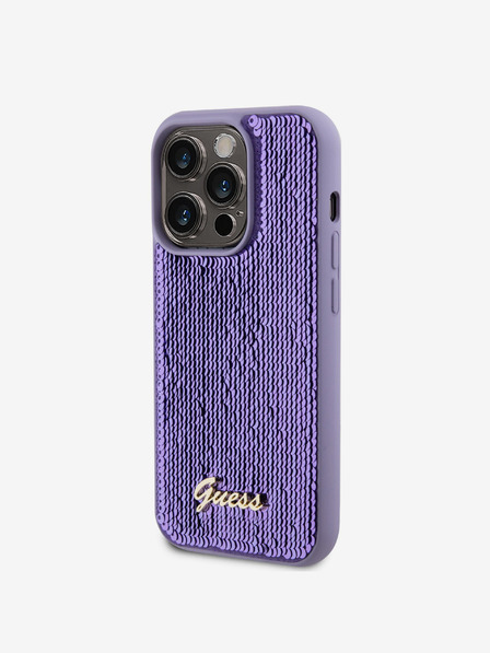 Guess Guess Sequin Script Logo Zadní Kryt pro iPhone 15 Pro Max Purple