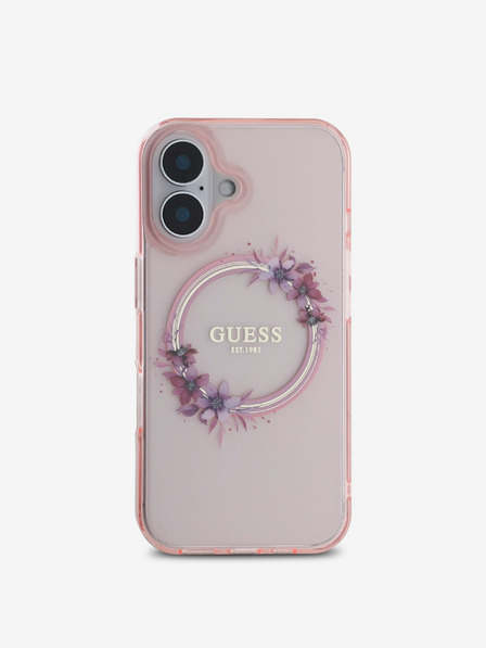 Guess Guess IML Flowers Ring MagSafe Zadní Kryt pro iPhone 16 Pink