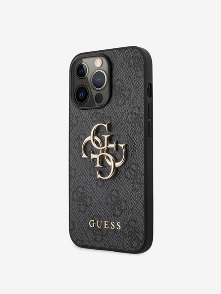 Guess Guess PU 4G Metal Logo Zadní Kryt pro iPhone 13 Pro Max Grey