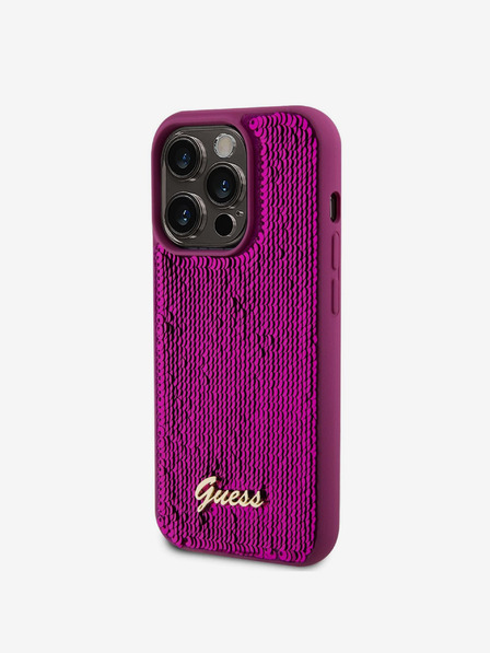 Guess Guess Sequin Script Logo Zadní Kryt pro iPhone 14 Pro Max Magenta