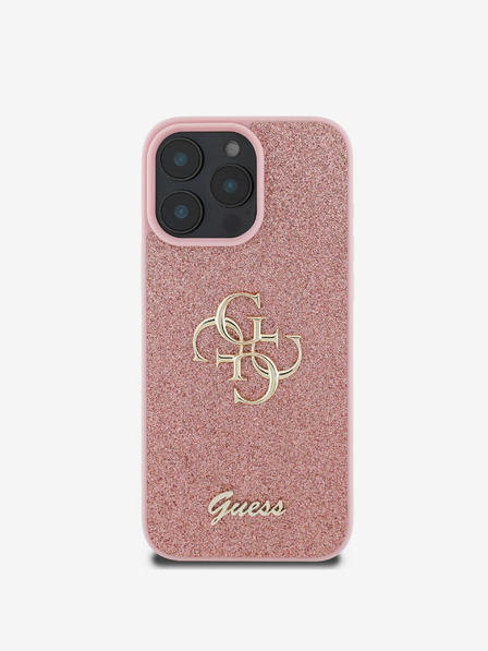 Guess Guess PU Fixed Glitter 4G Metal Logo Zadní Kryt pro iPhone 16 Pro Pink