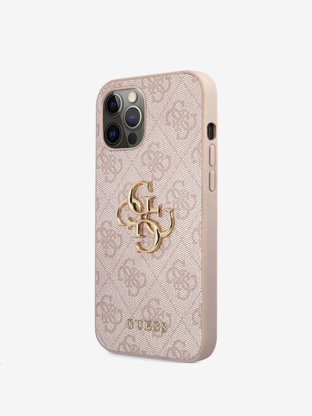 Guess Guess PU 4G Metal Logo Zadní Kryt pro iPhone 12 Pro Max Pink