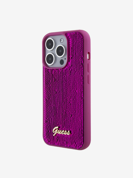 Guess Guess Sequin Script Logo Zadní Kryt pro iPhone 15 Pro Max Magenta