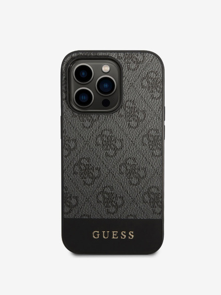 Guess Guess PU 4G Stripe Zadní Kryt pro iPhone 14 Pro Max Grey