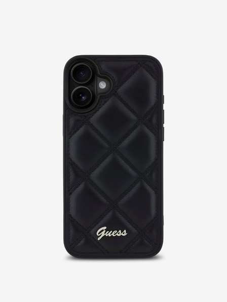 Guess Guess PU Leather Quilted Zadní Kryt pro iPhone 16 Black