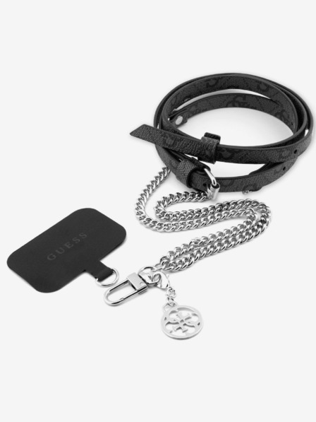 Guess Guess Crossbody Popruh PU 4G Chain with Charm Silver/Black