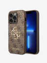 Guess Guess PU 4G Metal Logo Zadní Kryt pro iPhone 15 Pro Brown