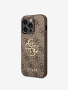 Guess Guess PU 4G Metal Logo Zadní Kryt pro iPhone 15 Pro Brown