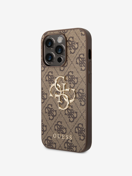Guess Guess PU 4G Metal Logo Zadní Kryt pro iPhone 15 Pro Brown