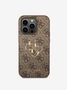 Guess Guess PU 4G Metal Logo Zadní Kryt pro iPhone 15 Pro Brown