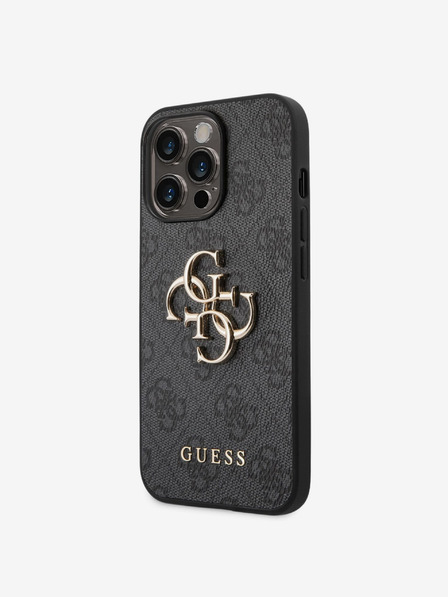 Guess Guess PU 4G Metal Logo Zadní Kryt pro iPhone 14 Pro Grey