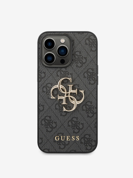 Guess Guess PU 4G Metal Logo Zadní Kryt pro iPhone 14 Pro Grey