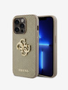 Guess Guess PU Perforated 4G Glitter Metal Logo Zadní Kryt pro iPhone 15 Pro Gold