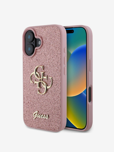 Guess Guess PU Fixed Glitter 4G Metal Logo Zadní Kryt pro iPhone 16 Pink