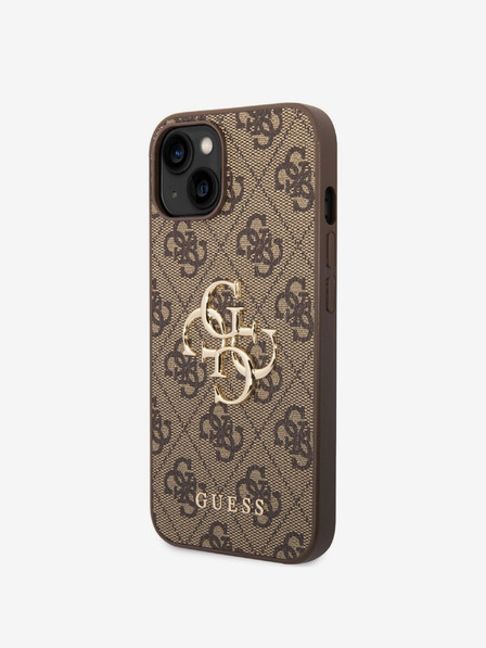 Guess Guess PU 4G Metal Logo Zadní Kryt pro iPhone 14 Brown