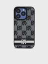 DKNY PU Leather Checkered Pattern and Stripe Zadní Kryt pro iPhone 12/12 Pro Black DKNY