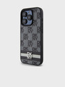 DKNY PU Leather Checkered Pattern and Stripe Zadní Kryt pro iPhone 12/12 Pro Black DKNY
